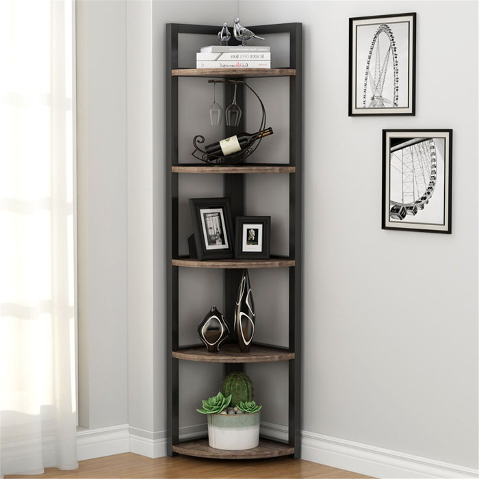 Gracie Oaks Summerall 59'' H Iron Corner Bookcase & Reviews Wayfair